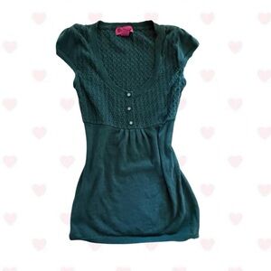 Aeropostale Green Ribbed Cap Sleeve Blouse